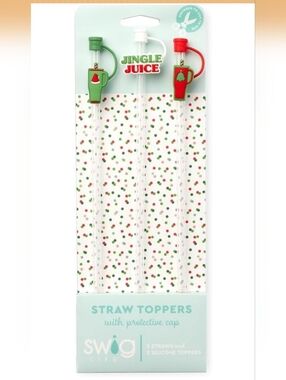 Jingle Juice Holiday Straw Toppers – Red & Green